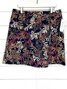 NWT Margaret M Deandra Aline Skirt Sttich Fix Leaf Print Stretch Navy XL